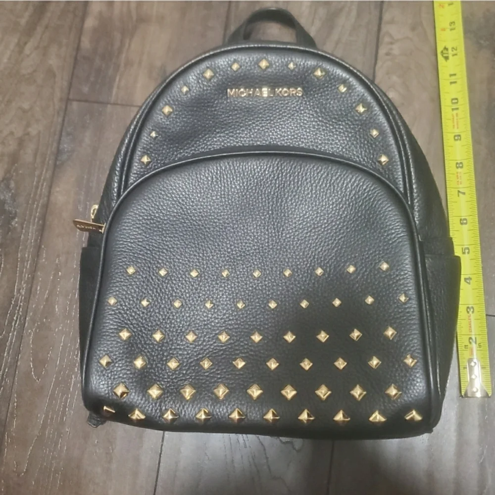 Michael Kors Medium Abbey Pebbled Leather Studded Backpack Bag